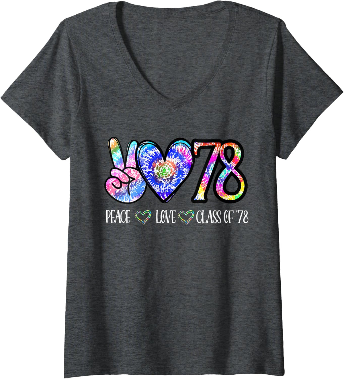 Women's Class Of 1978 Shirt Tie Dye Senior Graduation Class Reunion V-Neck T-Shirt - Dark Heather Grey