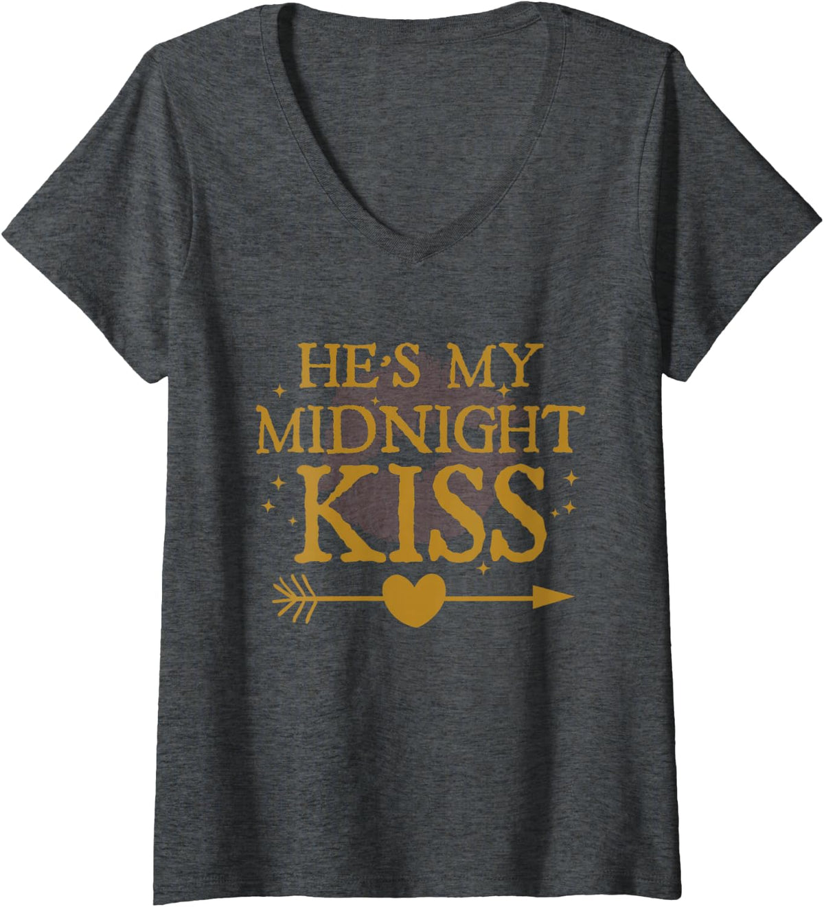 Women's He's My Midnight Kiss Happy New Year Matching Couples V-Neck T-Shirt - Dark Heather Grey