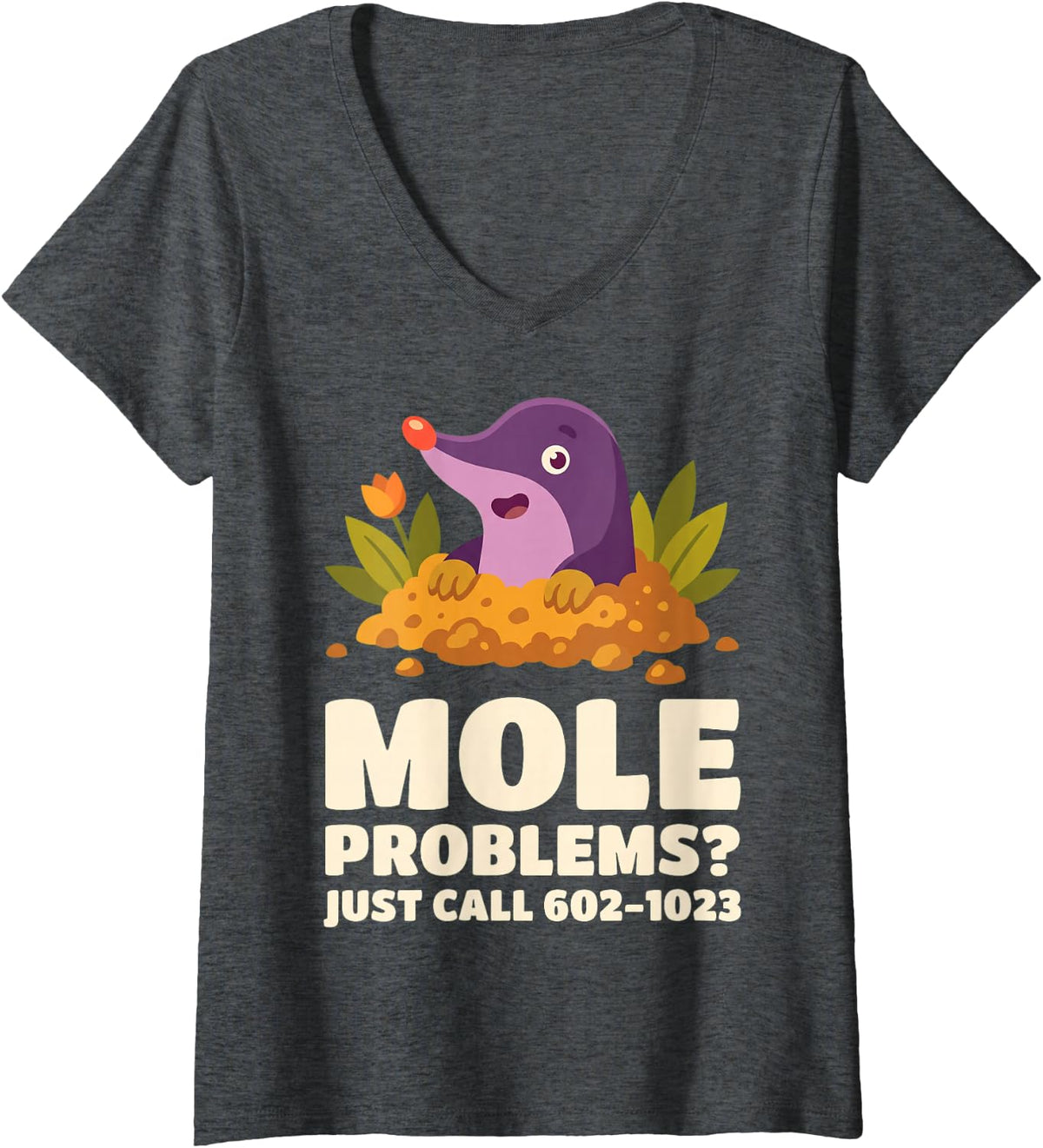 Women's Mole Day Chemistry Gift Hunter Chemist V-Neck T-Shirt - Dark Heather Grey