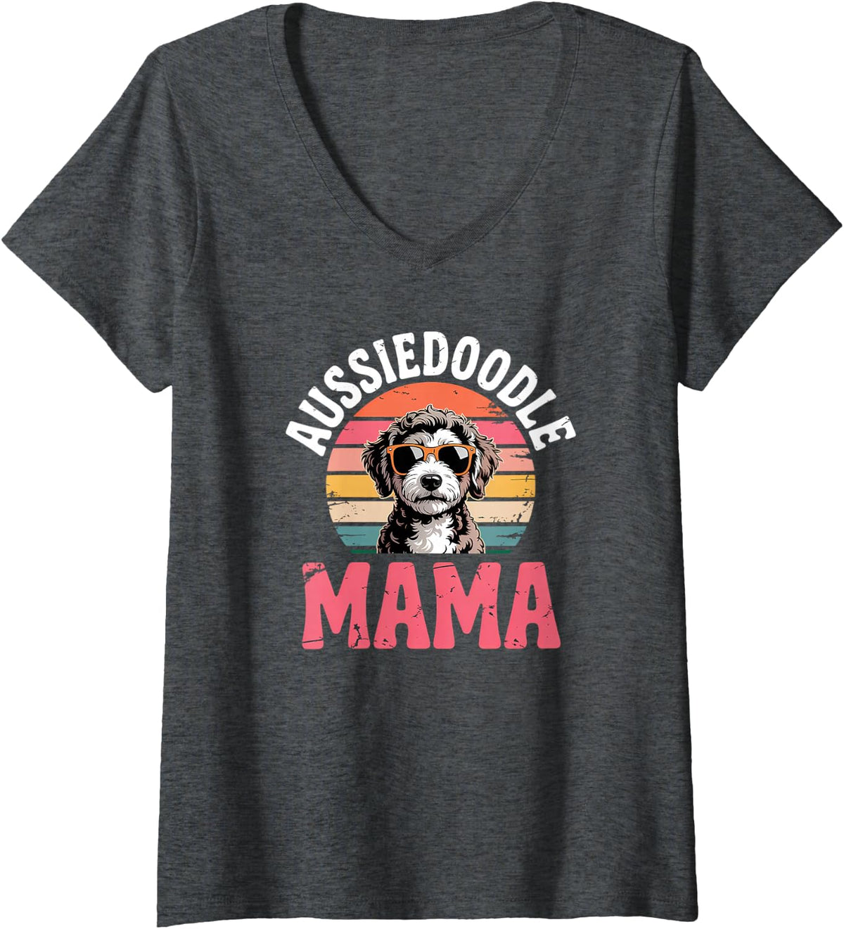 Women's Aussiedoodle Mama V-Neck T-Shirt - Dark Heather Grey