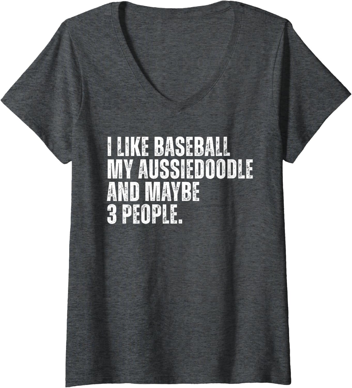 Women's Aussiedoodle Dog Owner I Like Baseball Lover Funny V-Neck T-Shirt - Dark Heather Grey