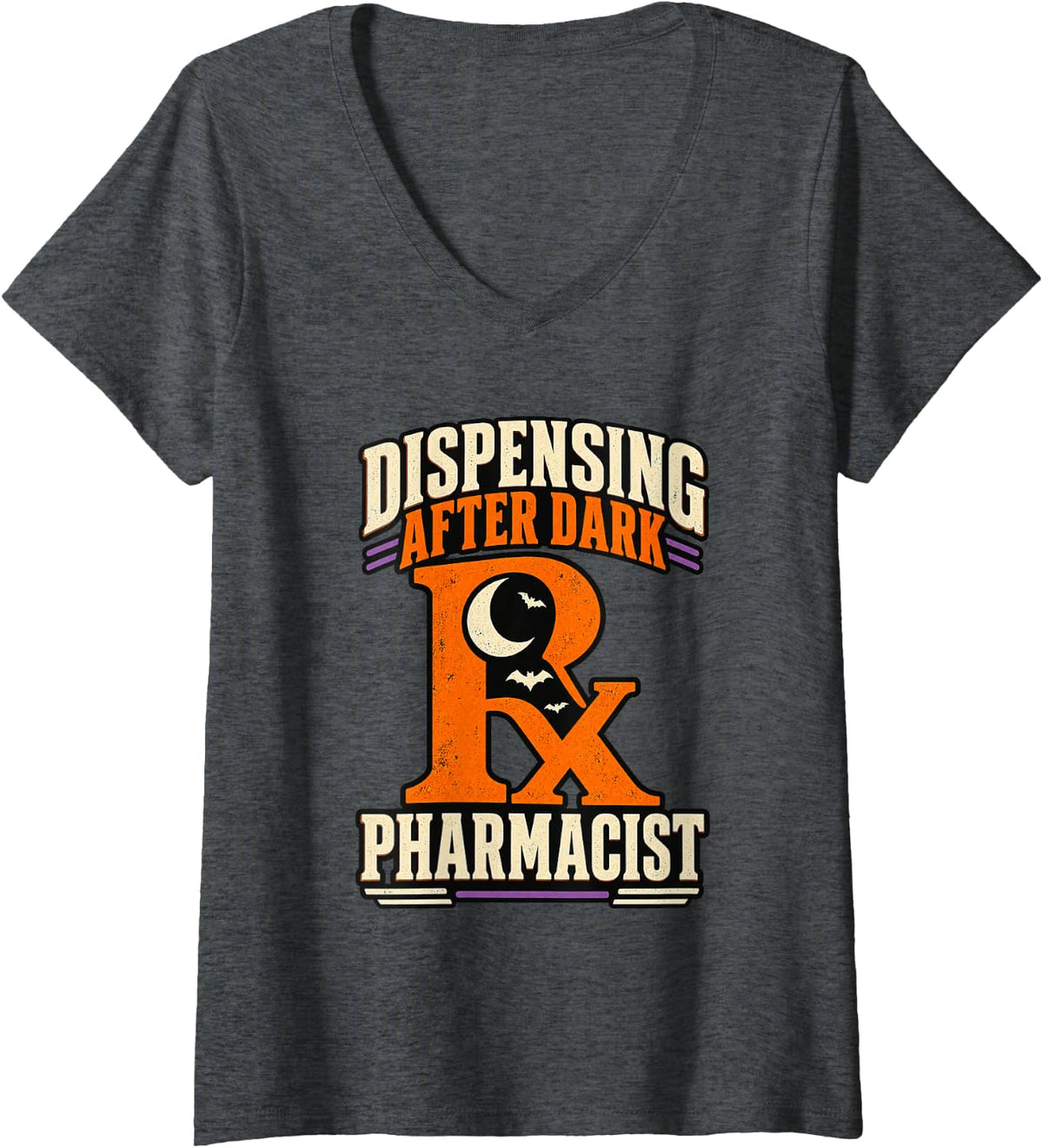 Women's Pharmacist Halloween Backordered Rx Shift V-Neck T-Shirt - Dark Heather Grey