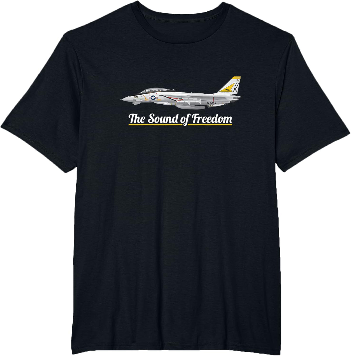 F-14 Tomcat Military Jet Noise Sound of Freedom Art T-Shirt - Black