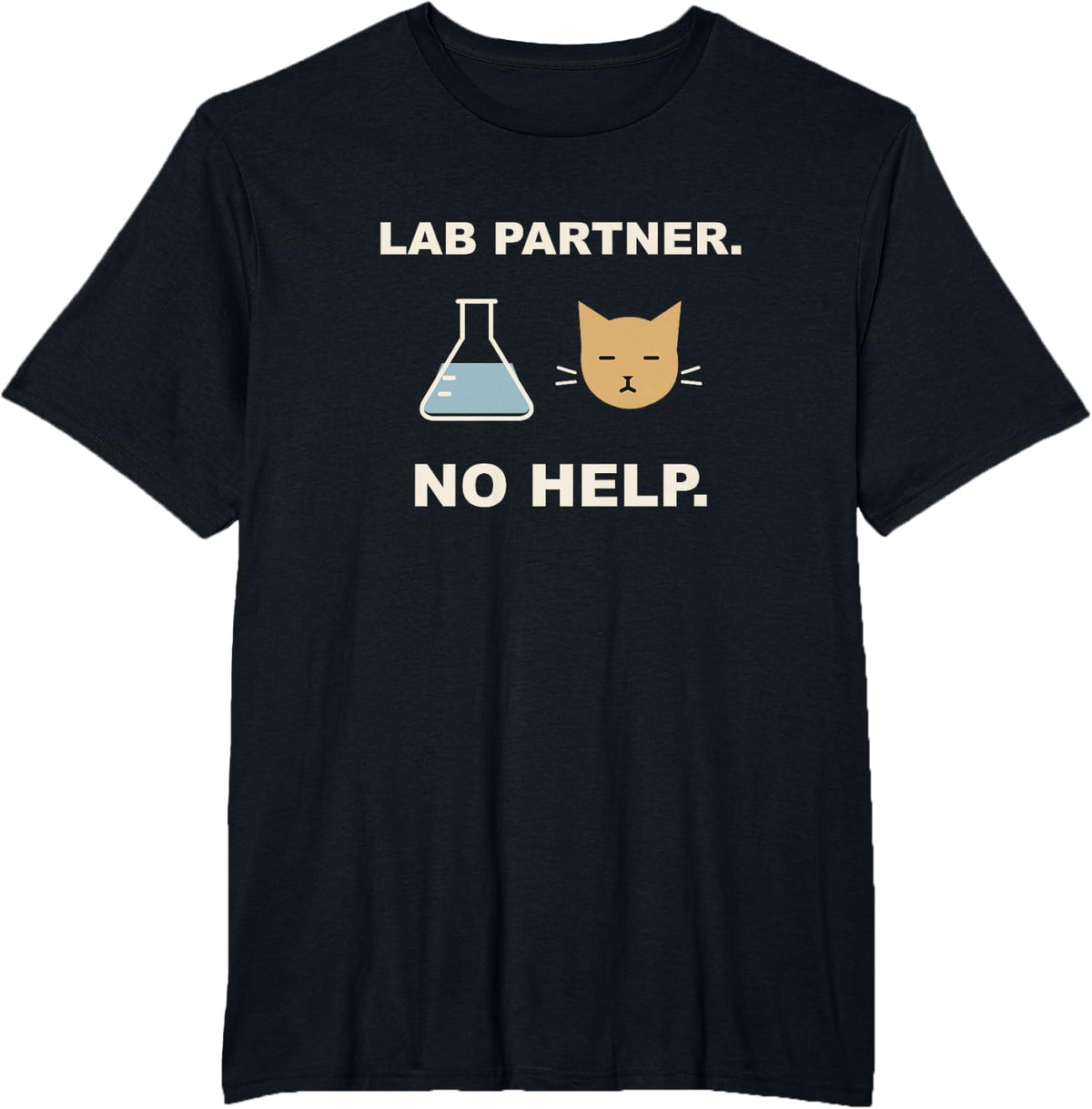 Lab Partner No Help Funny Chemistry Cat Humor T-Shirt - Black