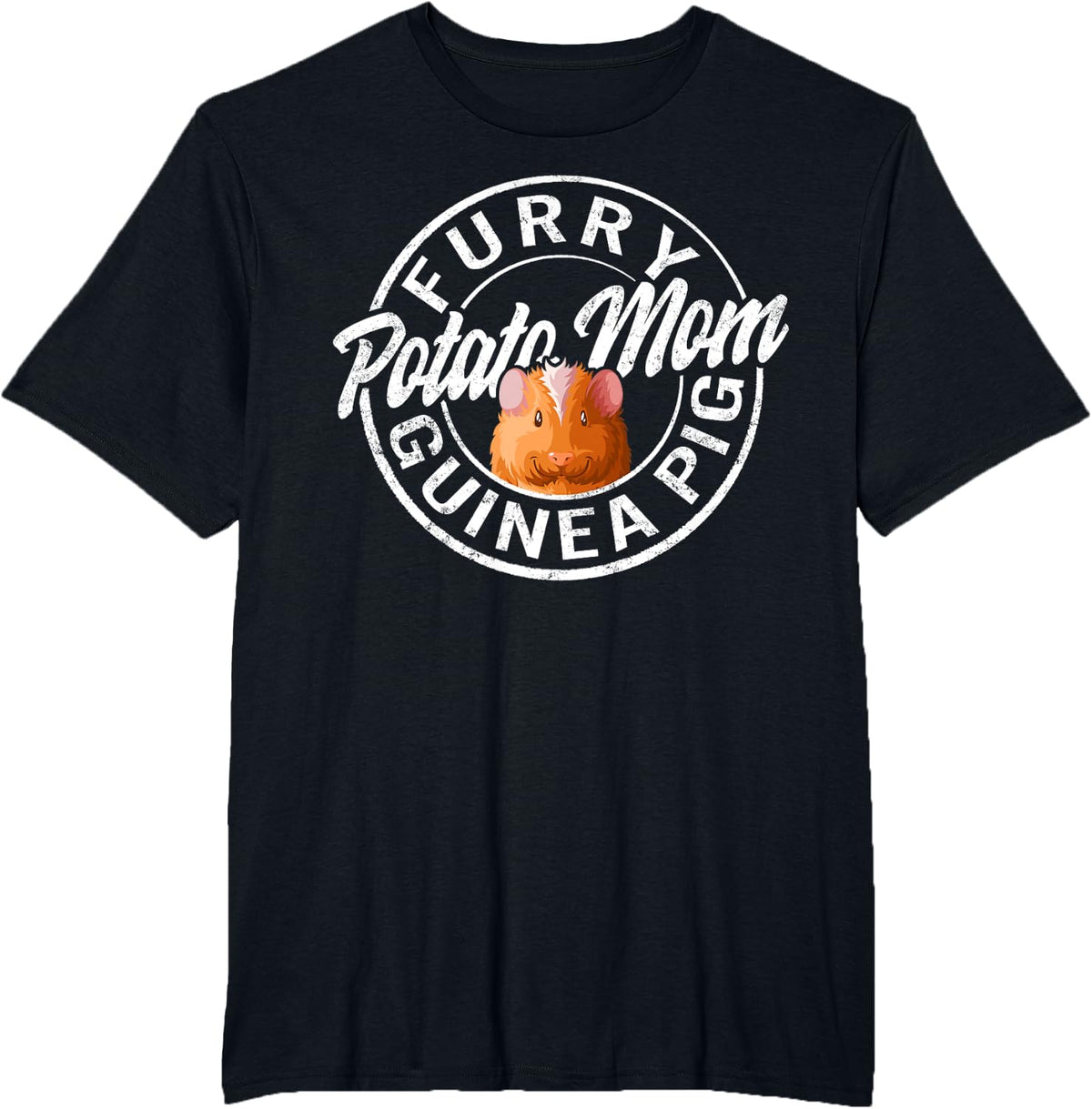 Furry Potato Mom Guinea Pig Mom Cute Cavy Mama Mothers Day T-Shirt - Black