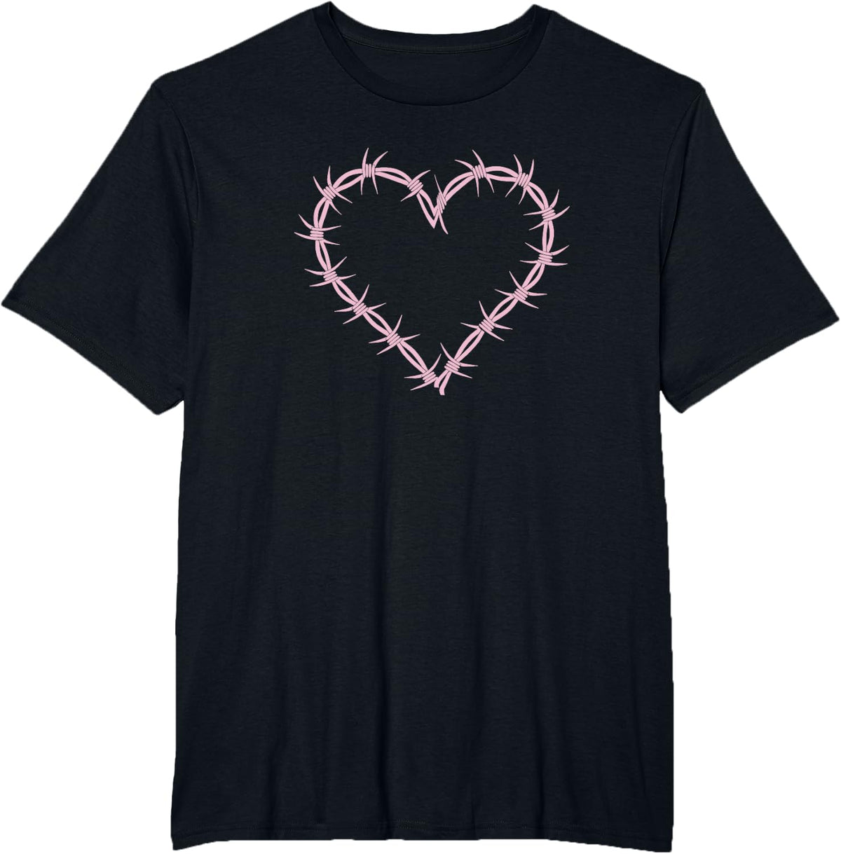 Barbed Wire Heart Grunge Punk Pastel Goth Aesthetic Egirl T-Shirt - Black