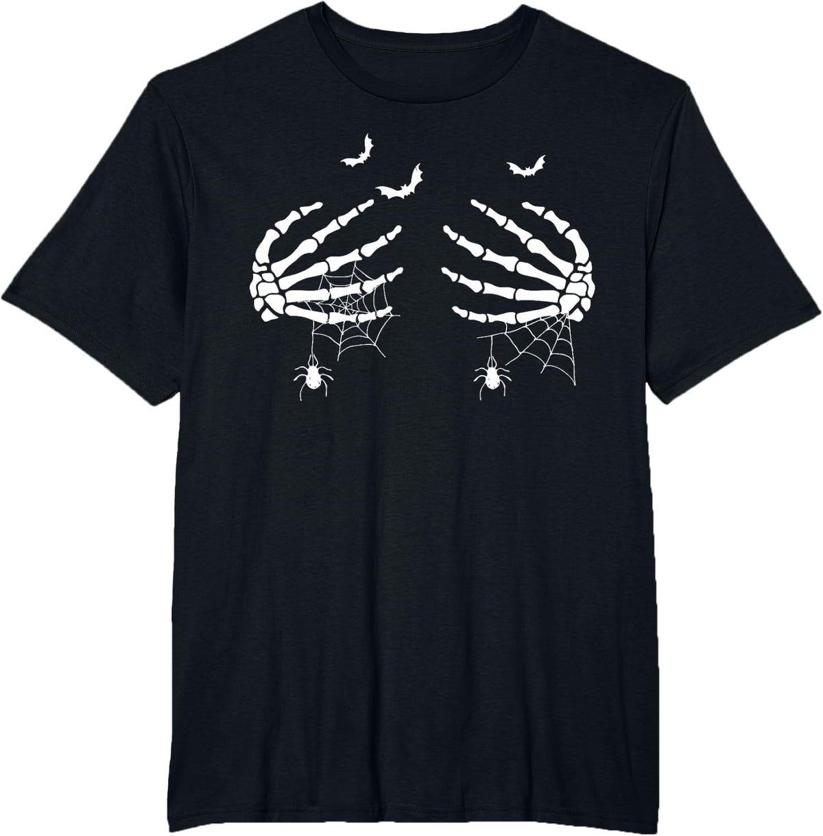 Halloween Skeleton Hand Women's Boobs Spooky Season Women T-Shirt - Black