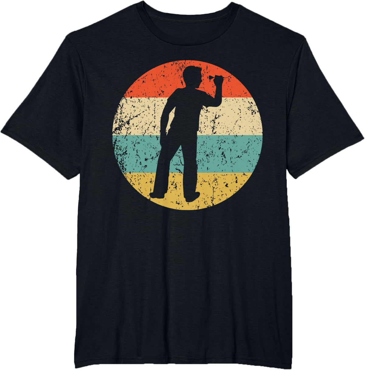 Darts Player Silhouette Retro Darts T-Shirt - Black