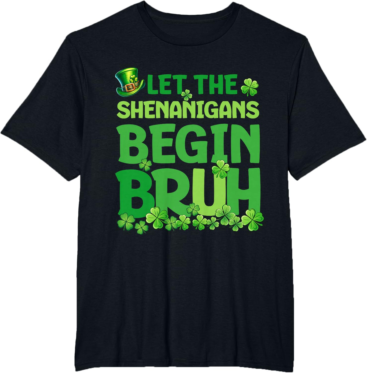 Bruh St Patricks Day Shenanigans Kids Saint Patricks Day T-Shirt - Black