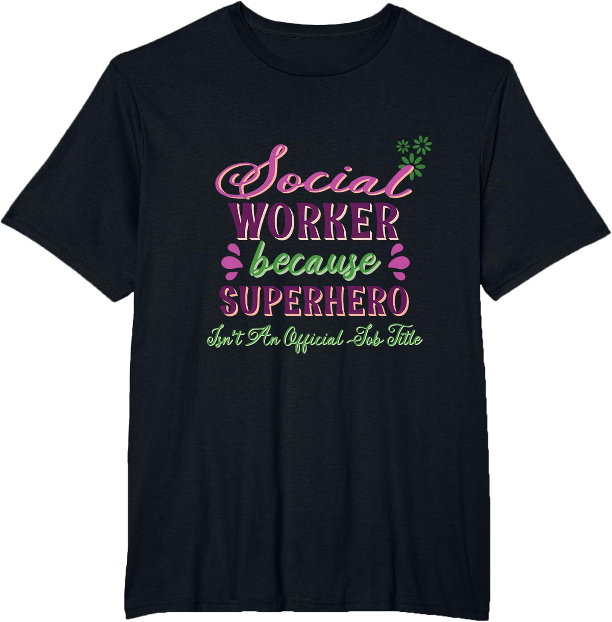 Cute Gif Social Worker Superhero T-Shirt - Black