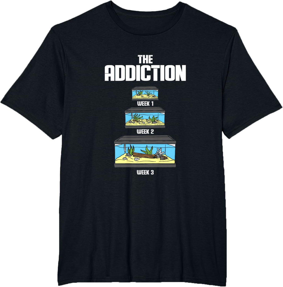 Aquarium Gift Aquarist Tank Addiction Fish Keeping Lover T-Shirt - Black
