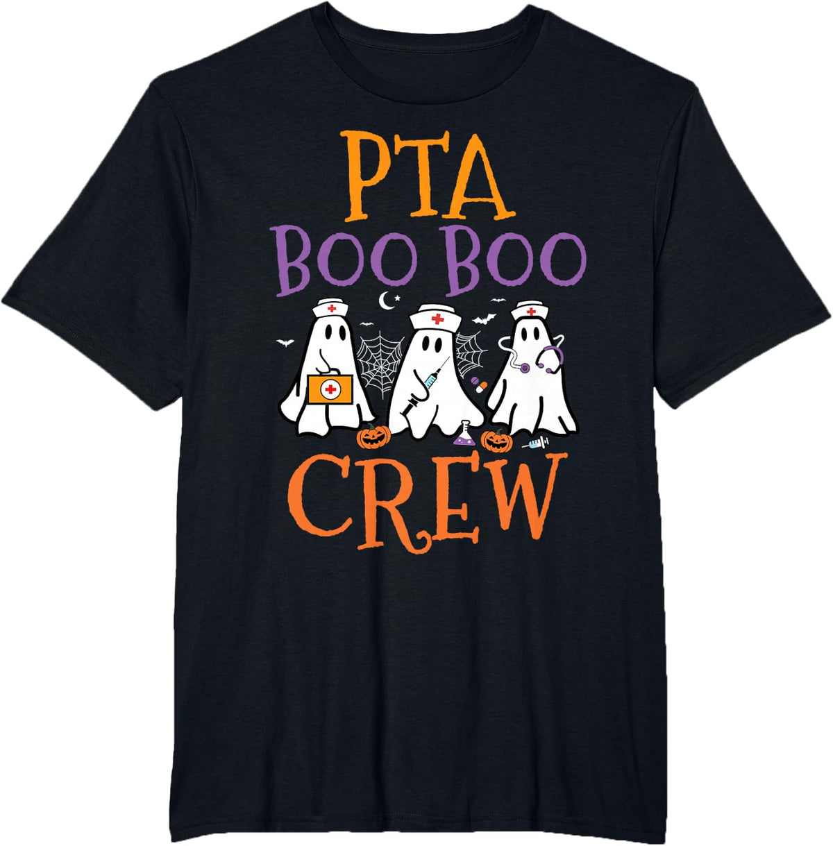 Ghost PTA Boo Crew - Physical Therapy Assistant Halloween T-Shirt - Black