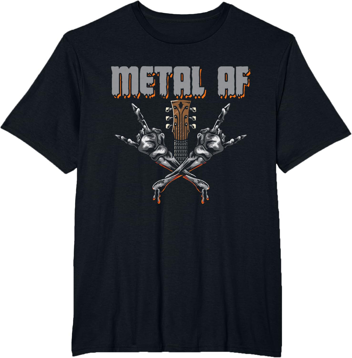 Heavy Metal Music Metal AF Rock Hand Sign Metalhead Humor T-Shirt - Black
