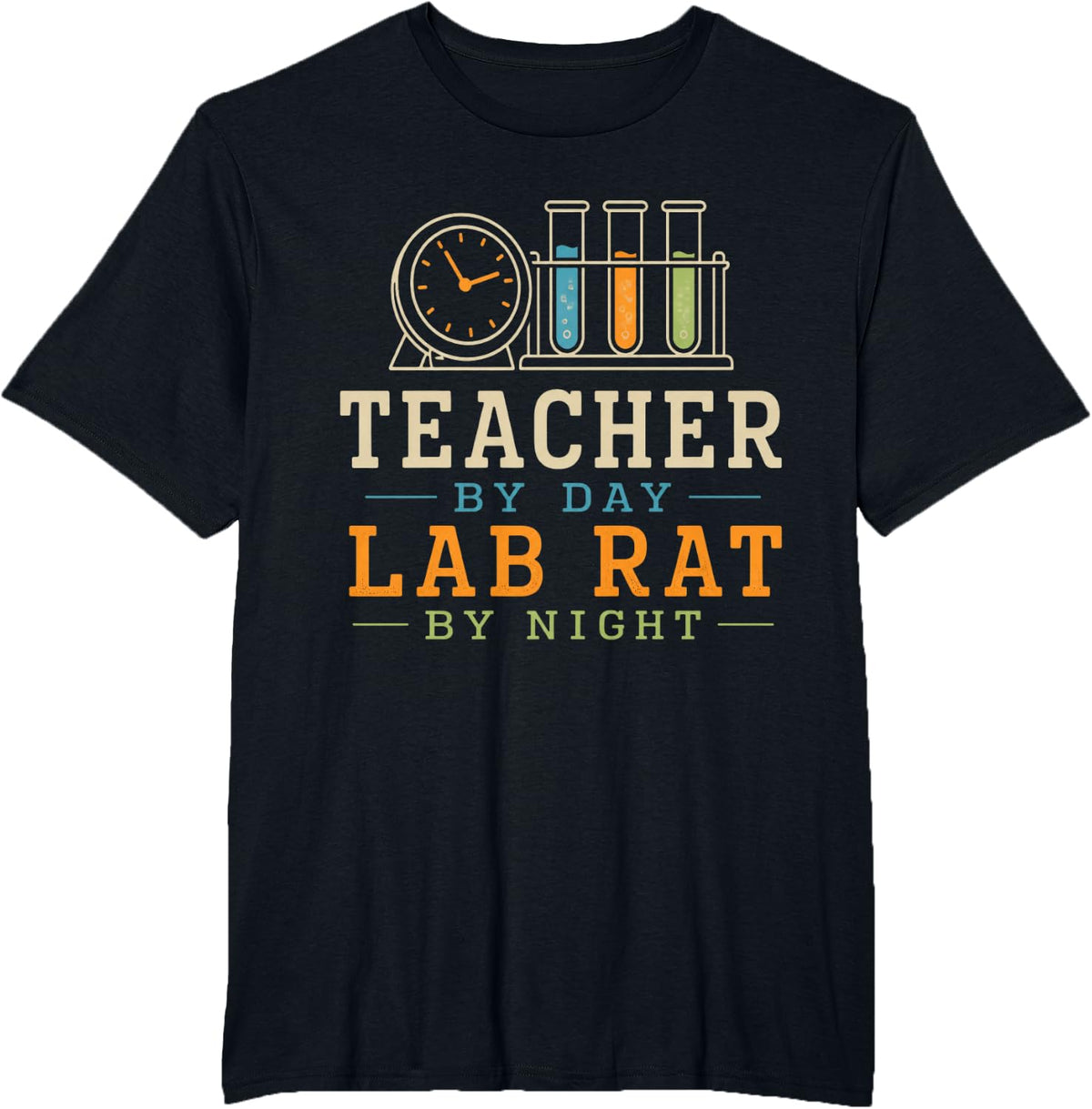 Teacher By Day Lab Rat By Night Chemistry Teacher T-Shirt - Black