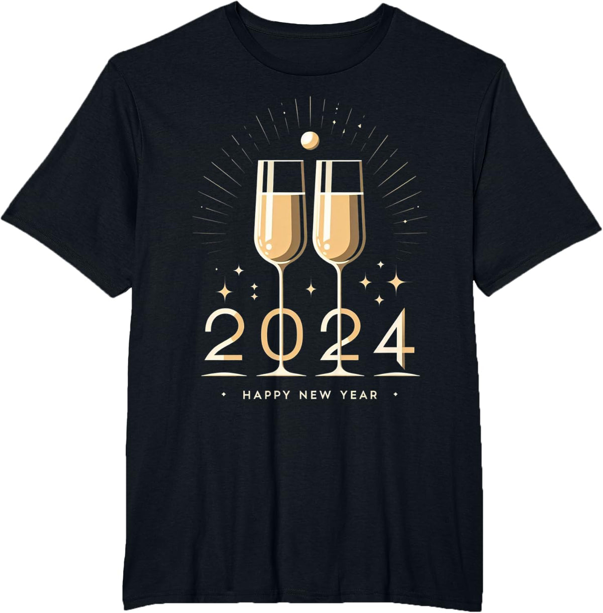 Happy New Year 2024 T-Shirt - Black