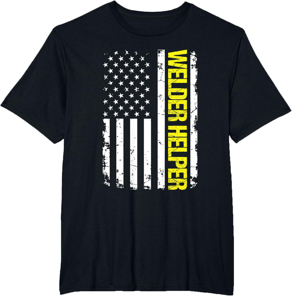 Welder Helper USA Flag T-Shirt - Black