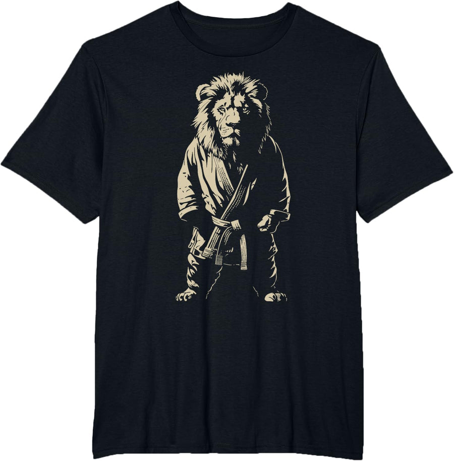 Jiu Jitsu Lion Gi BJJ Fighter Fathers Day Dad Martial Arts T-Shirt - Black