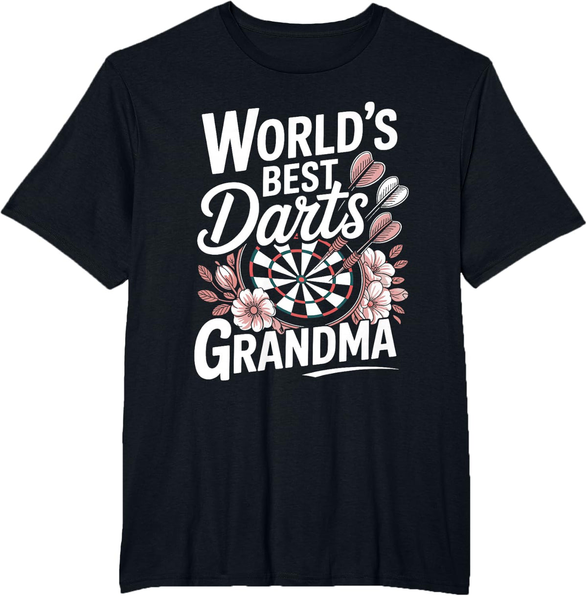 World's Best Darts Grandma Dartboard T-Shirt - Black