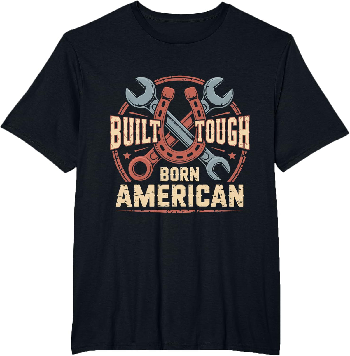 American Mechanic Built Tough Born American T-Shirt - Black
