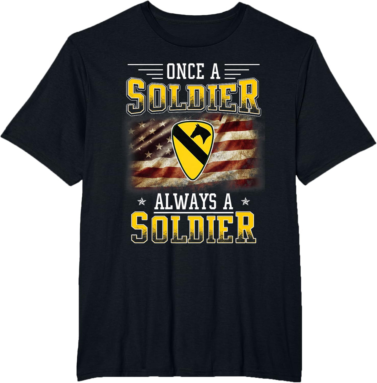 1st Cavalry Division Veteran Always a Soldier Military Xmas T-Shirt - Black