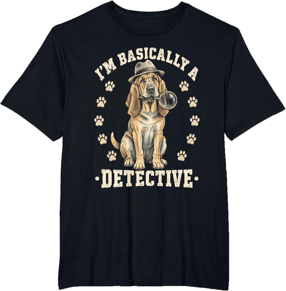 Im Basically A Detective Bloodhound Dog T-Shirt - Black