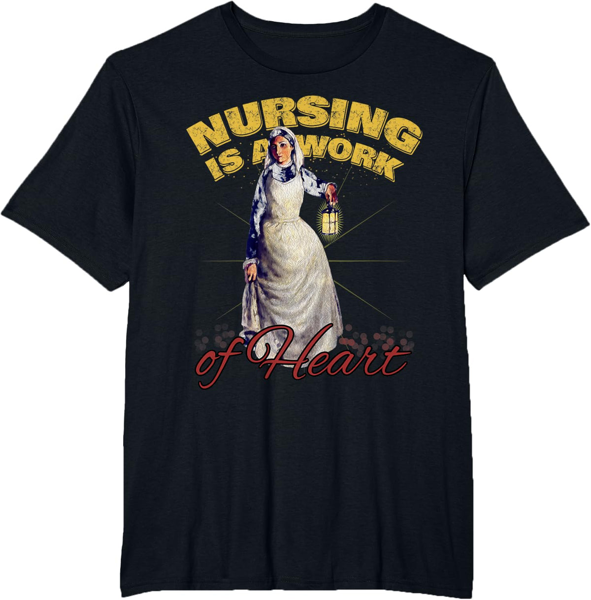 Nursing is a Work of Heart T-Shirt - Black