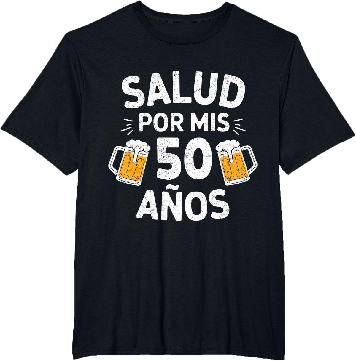 50th Birthday Spanish Cumpleaños Salud Por Mis 50 Años T-Shirt - Black