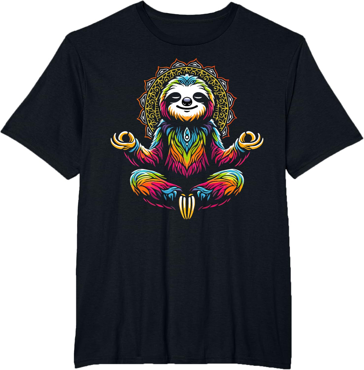 Cute Zen Sloth Lazy Yoga Meditation T-Shirt - Black