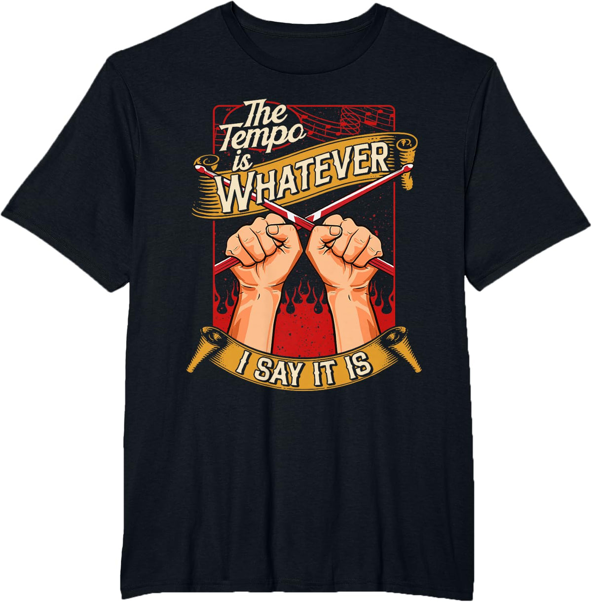 Drummer Drumming T-Shirt - Black