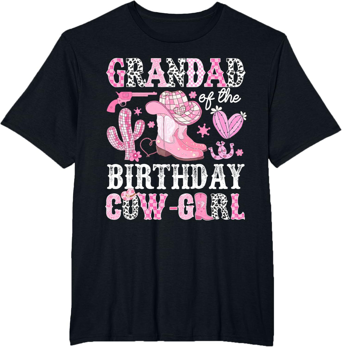 Grandad Of The Birthday Cow-Girl Rodeo Cowgirl Bday T-Shirt - Black