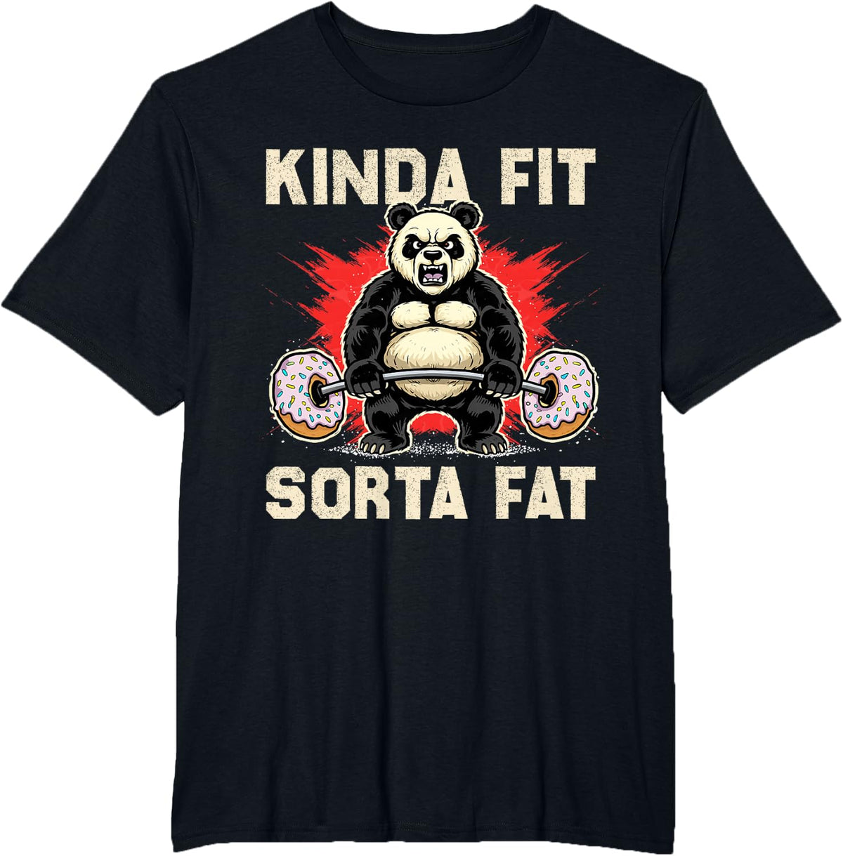 Kinda Fit Sports Fat Funny Gym Weightlifting Workout T-Shirt - Black