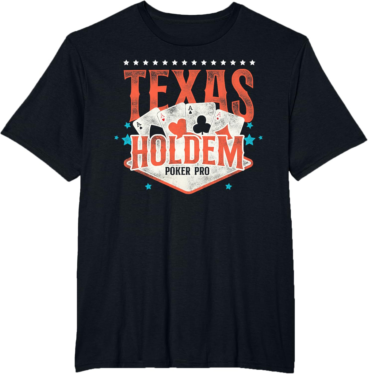 Poker Vintage Texas Holdem Poker Pro T-Shirt - Black