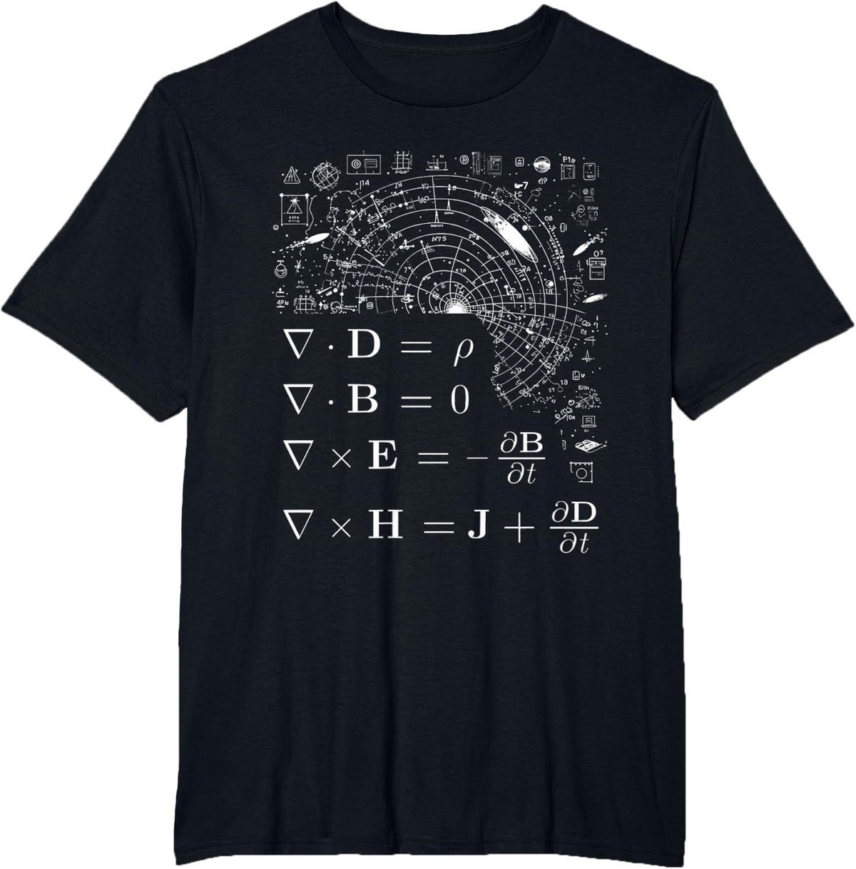Maxwell's Equations Physics Relativity Math Mathematics T-Shirt - Black