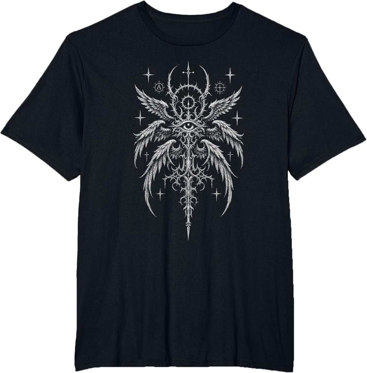 Seraphim Angel Enoch Wings Seeing Eye Grunge Alt Aesthetic T-Shirt - Black
