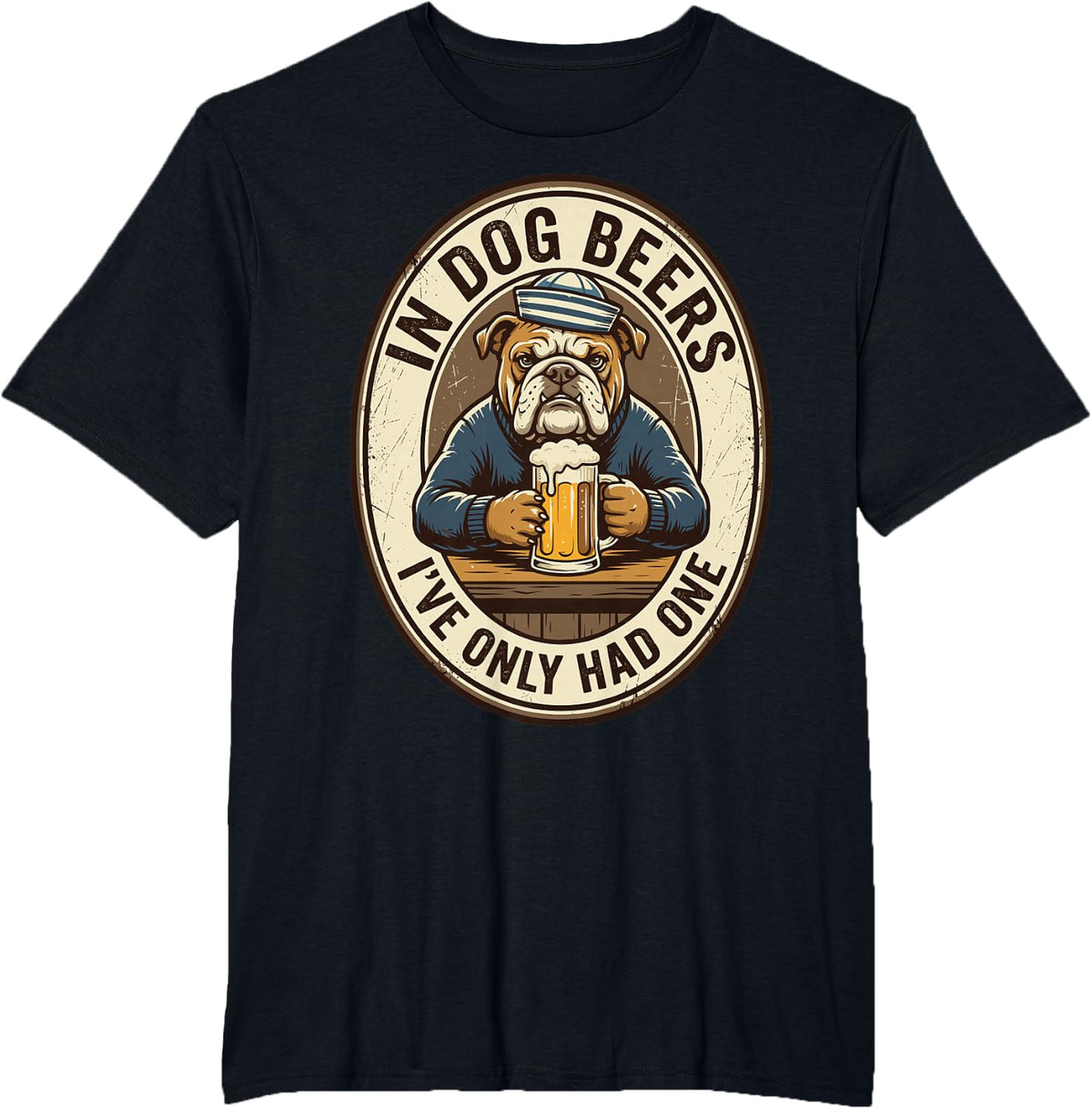 English Bulldog Beer Lover Dog Dad Vintage Brewery T-Shirt - Black