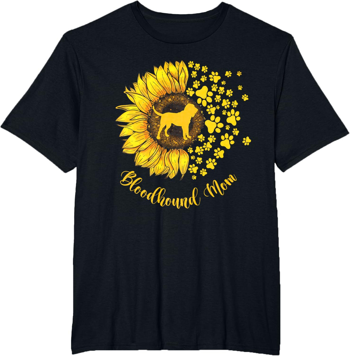 Womens Sunflower Bloodhound Mom Dog Lover Gift T-Shirt - Black