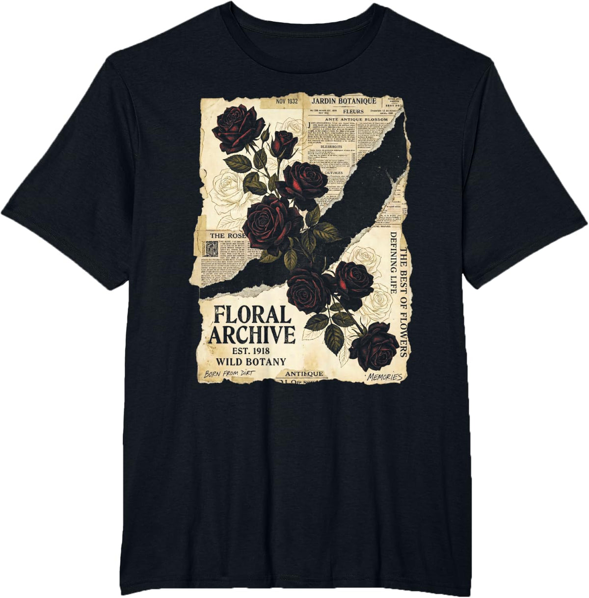 Y2K Grunge Rose Gothic Men Streetwear T-Shirt - Black