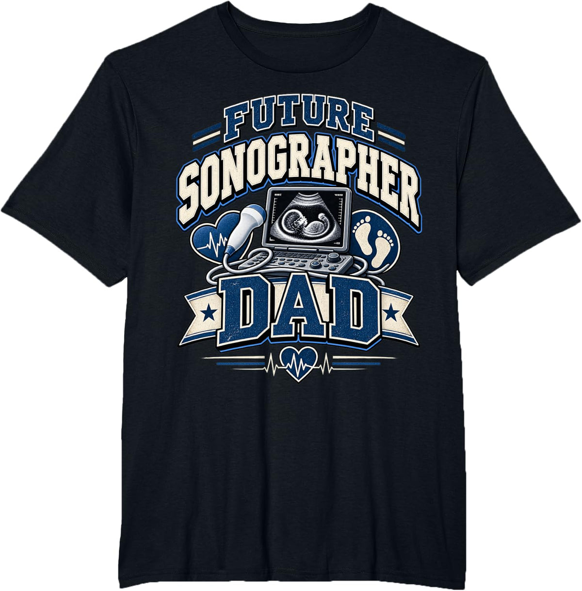 Future Sonographer Dad Father of Ultrasound Student T-Shirt - Black