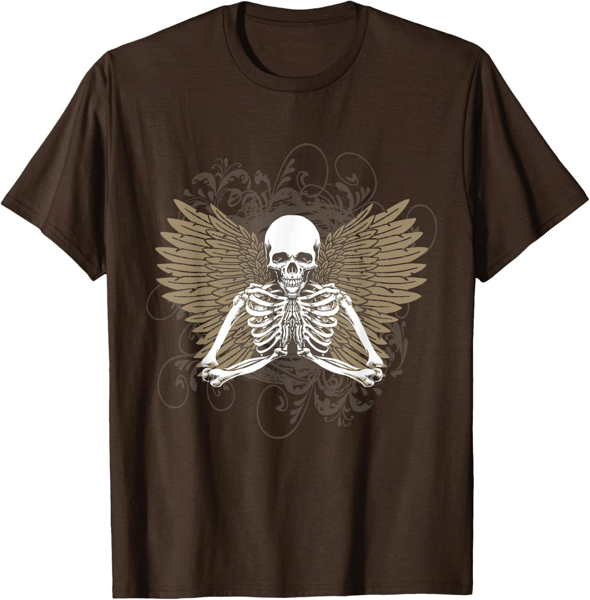 Aesthetic Y2k Fairy Wings Skeleton Alt Grunge T-Shirt - Brown