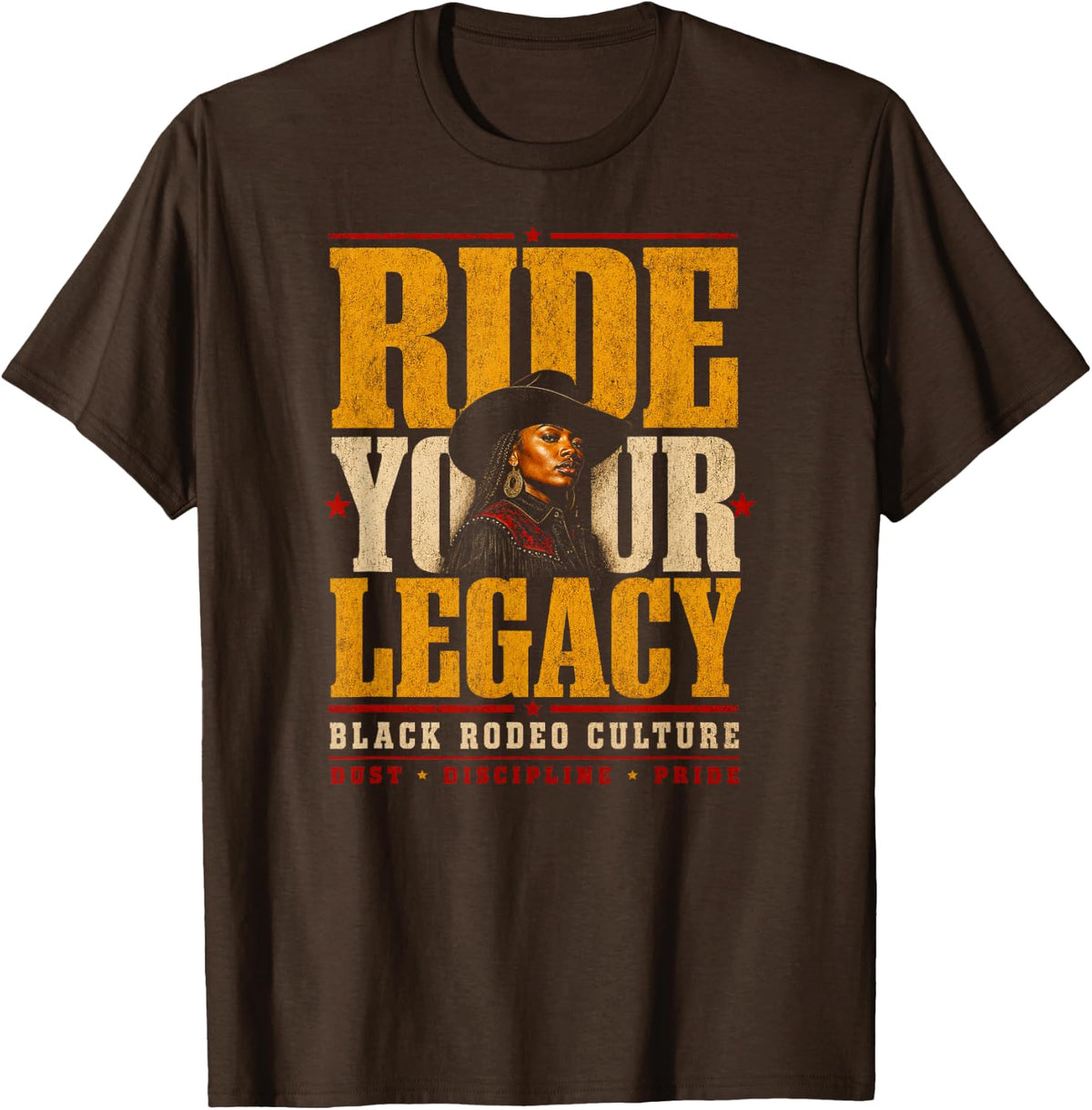 Black History Rodeo Queen Melanin Cowgirl Braids Western T-Shirt - Brown