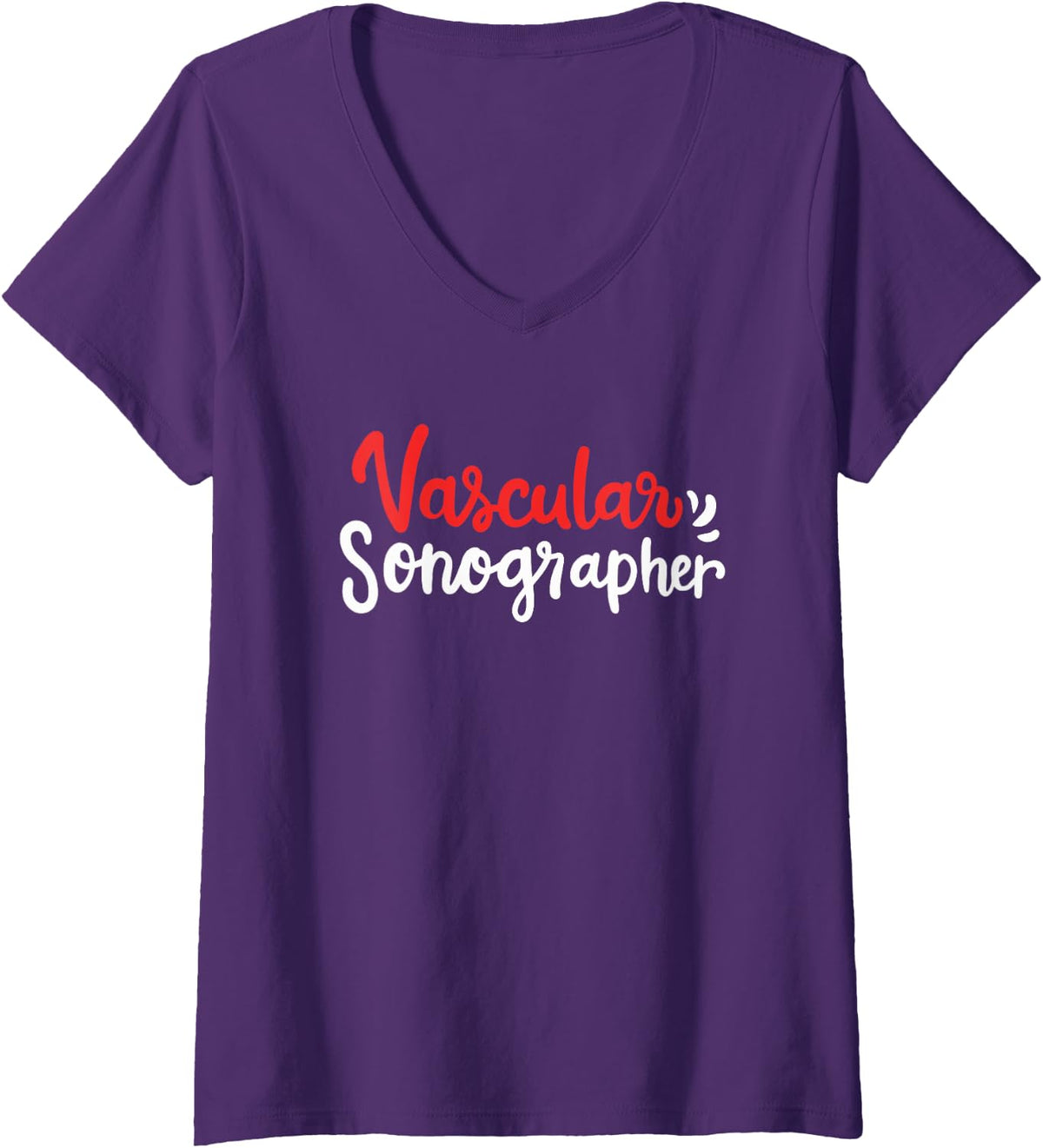 Womens Vascular Sonographer Diagnostic Medical Sonography Job V-Neck T-Shirt - Purple