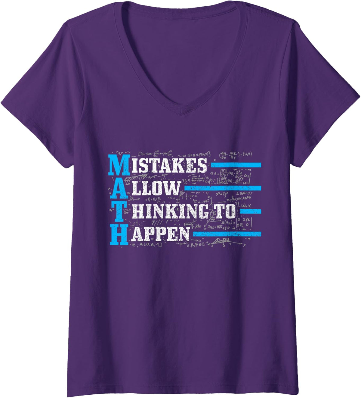 Women's Math Mistakes Allow Thinking to Happen Mathematics Nerd Gift V-Neck T-Shirt - Purple