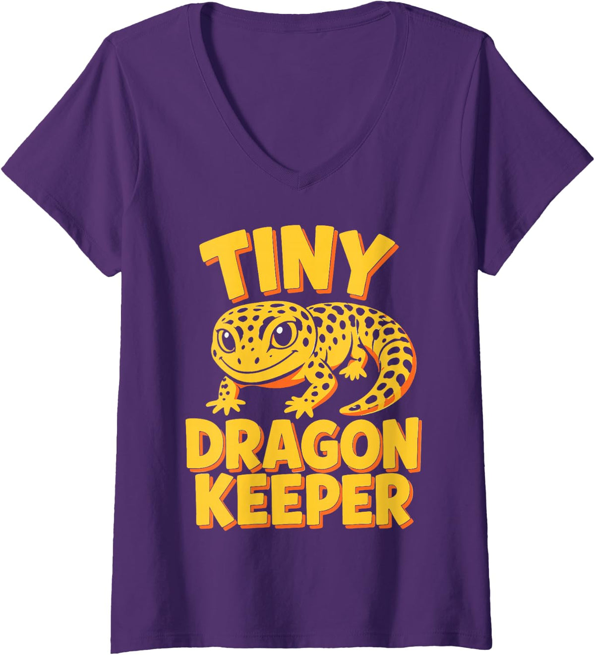 Women's Leopard Gecko Humor Mom Dad Lizard Keeper V-Neck T-Shirt - Purple