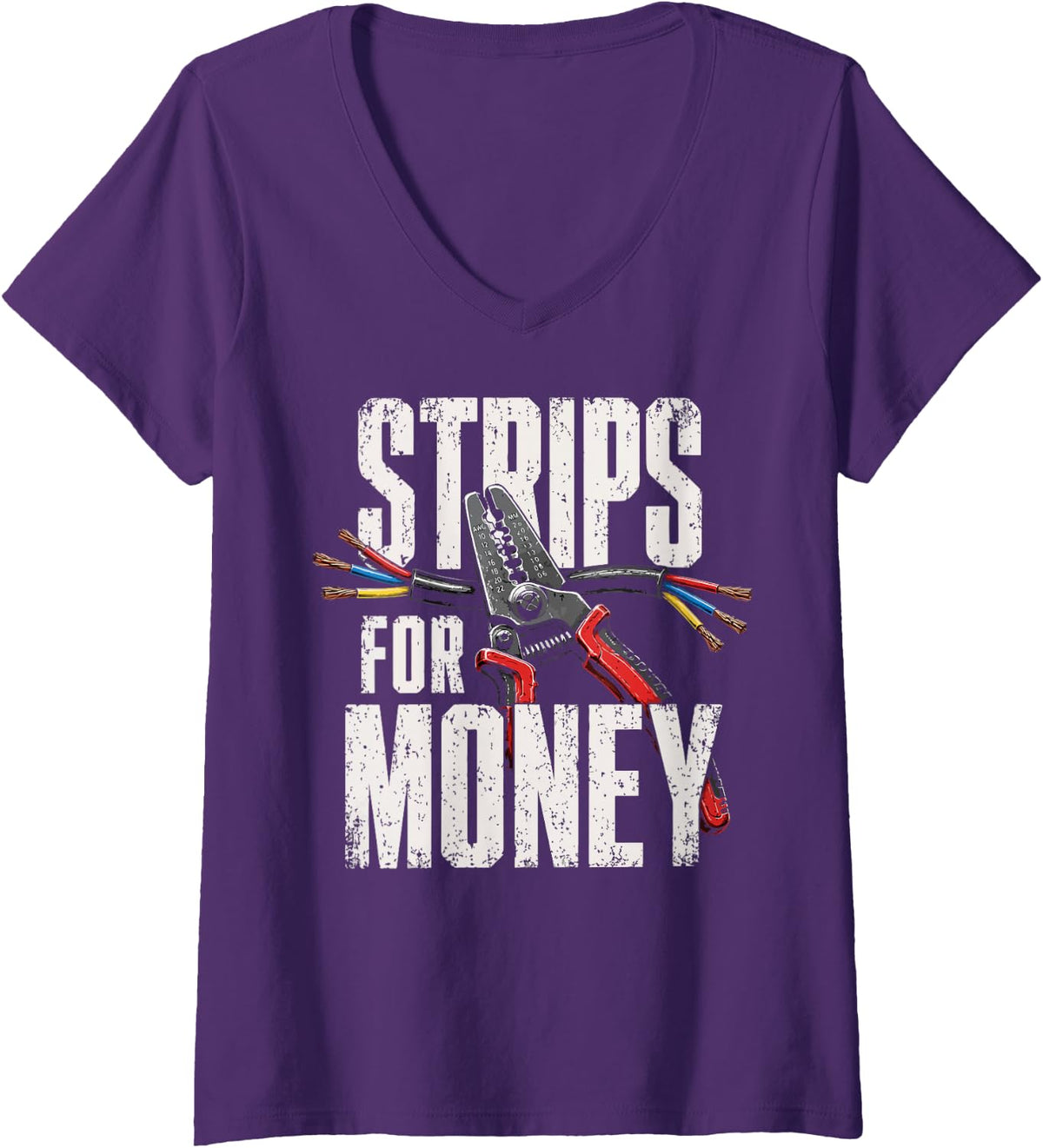 Women's Funny Electrician Art for Men Women Electrical Electrician V-Neck T-Shirt - Purple
