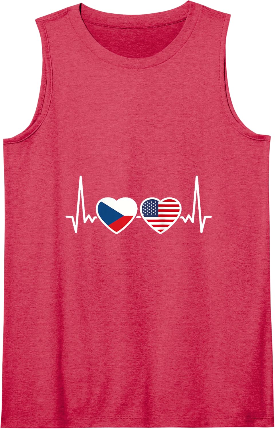 Czechia USA Heartbeat Flag American Czech Tank Top - Red
