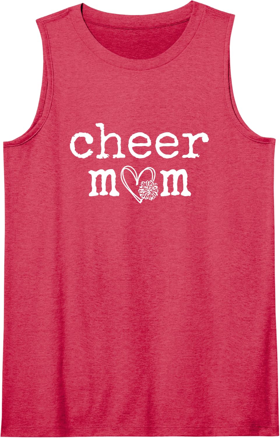 Cheer Mom Cheerleading Heart Sleeveless Tank Top - Red
