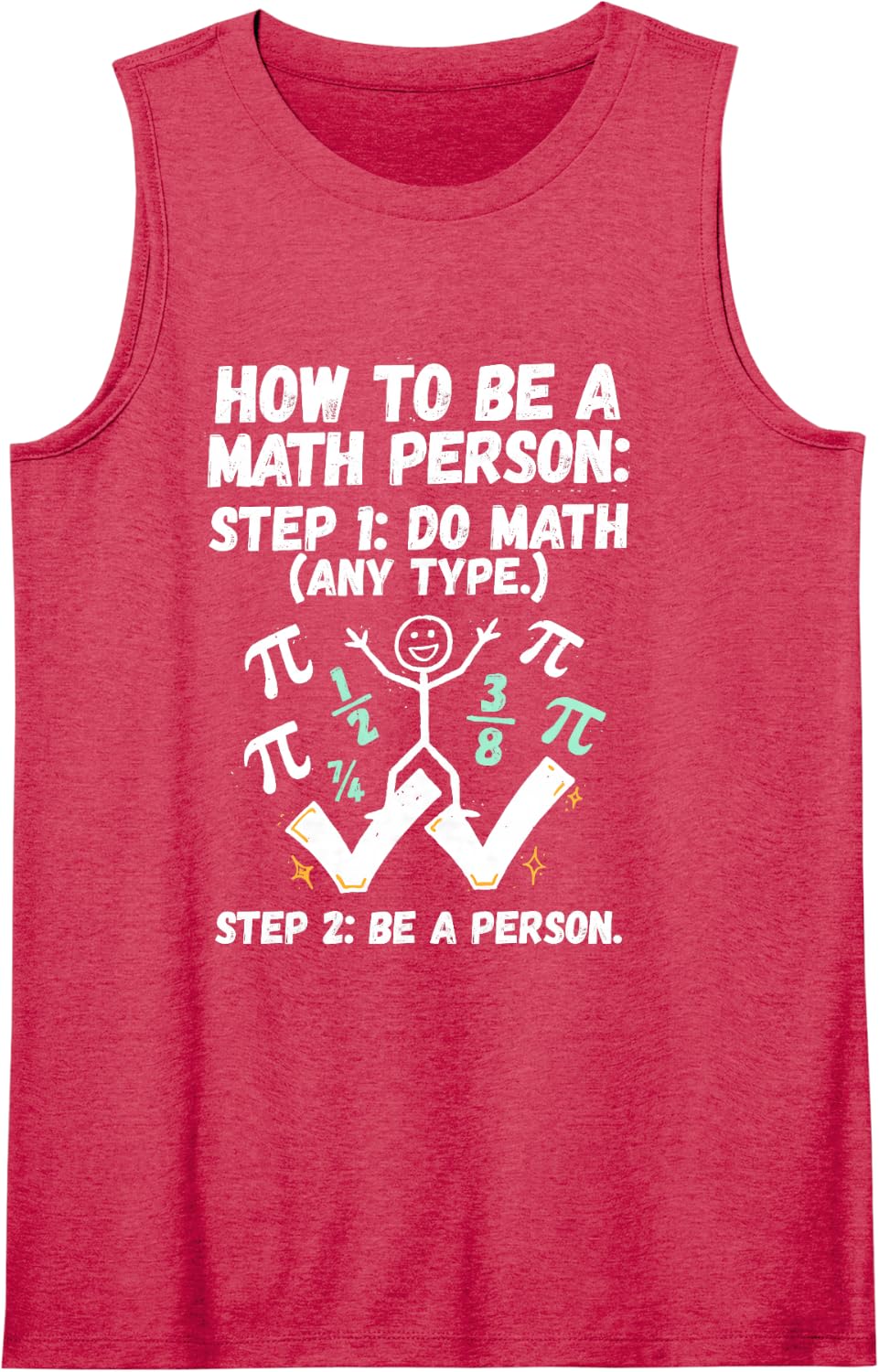 How to Be a Math Person Math Lovers Funny Cartoon Teacher Sleeveless Tank Top - Red