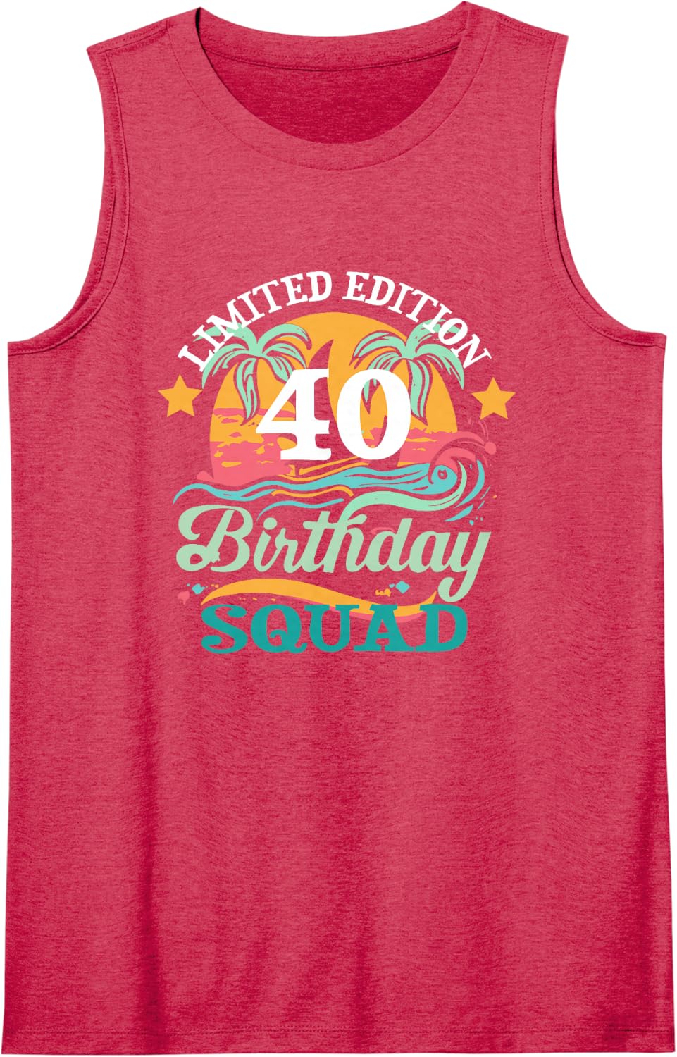 40 Year Old Birthday Squad Vintage 40th Sleeveless Tank Top - Red
