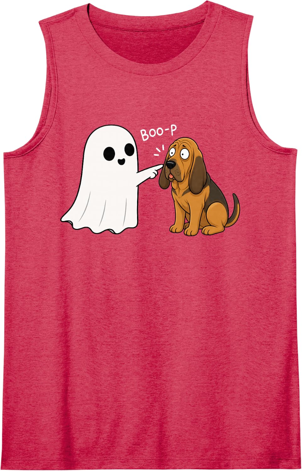 Cute Bloodhound Dog Boop Ghost Halloween Tank Top - Red