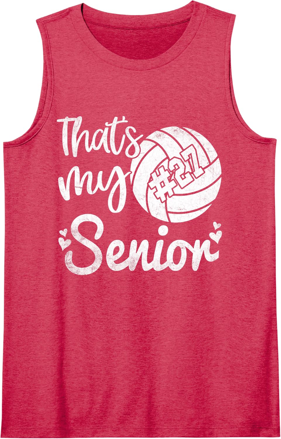 Volleyball Jersey Number 27 That's My Senior Volleyball #27 Sleeveless Tank Top - Red